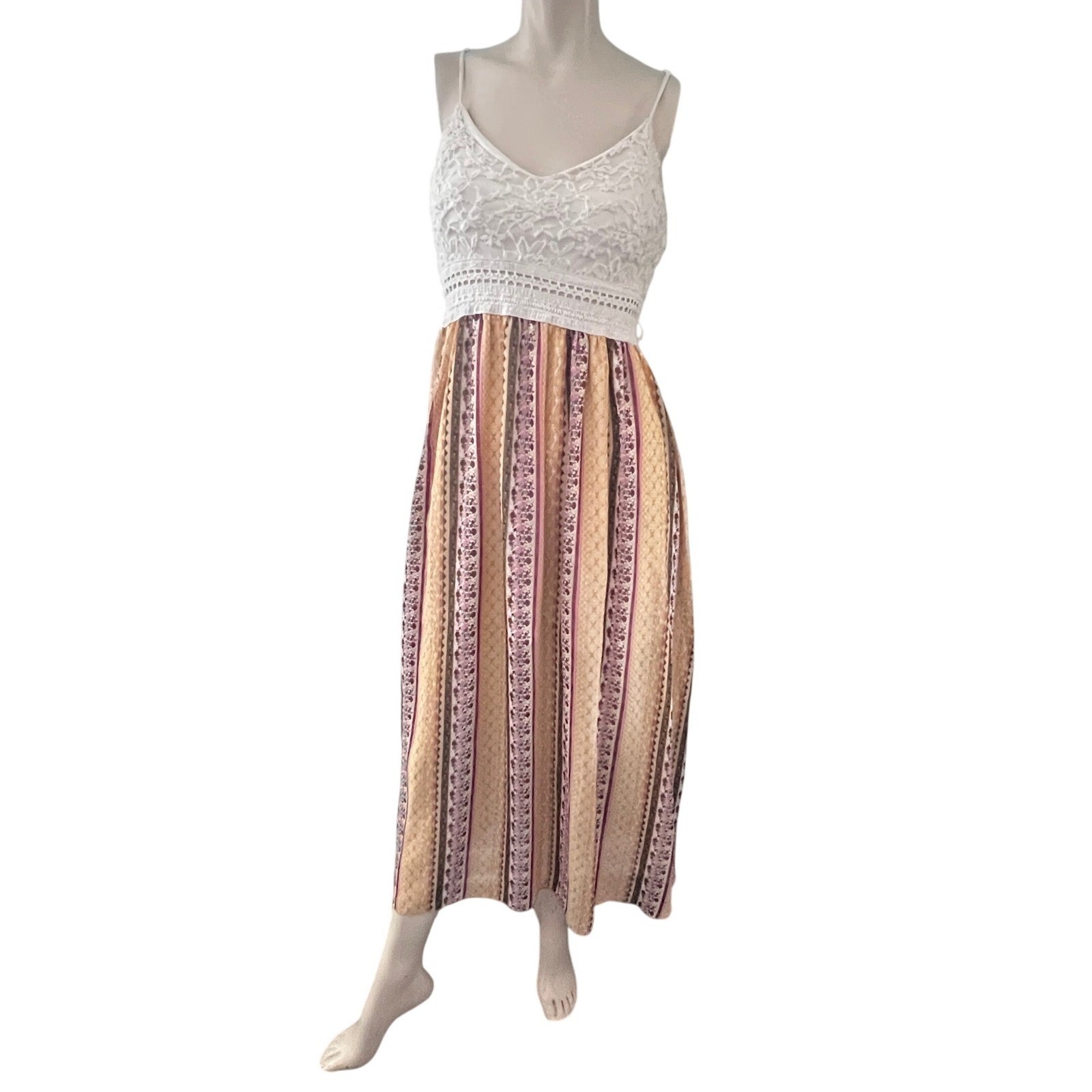 Vine and Valley Maxi Dress Womens Large Lace Boho Strappy Gypsy Cottagecore