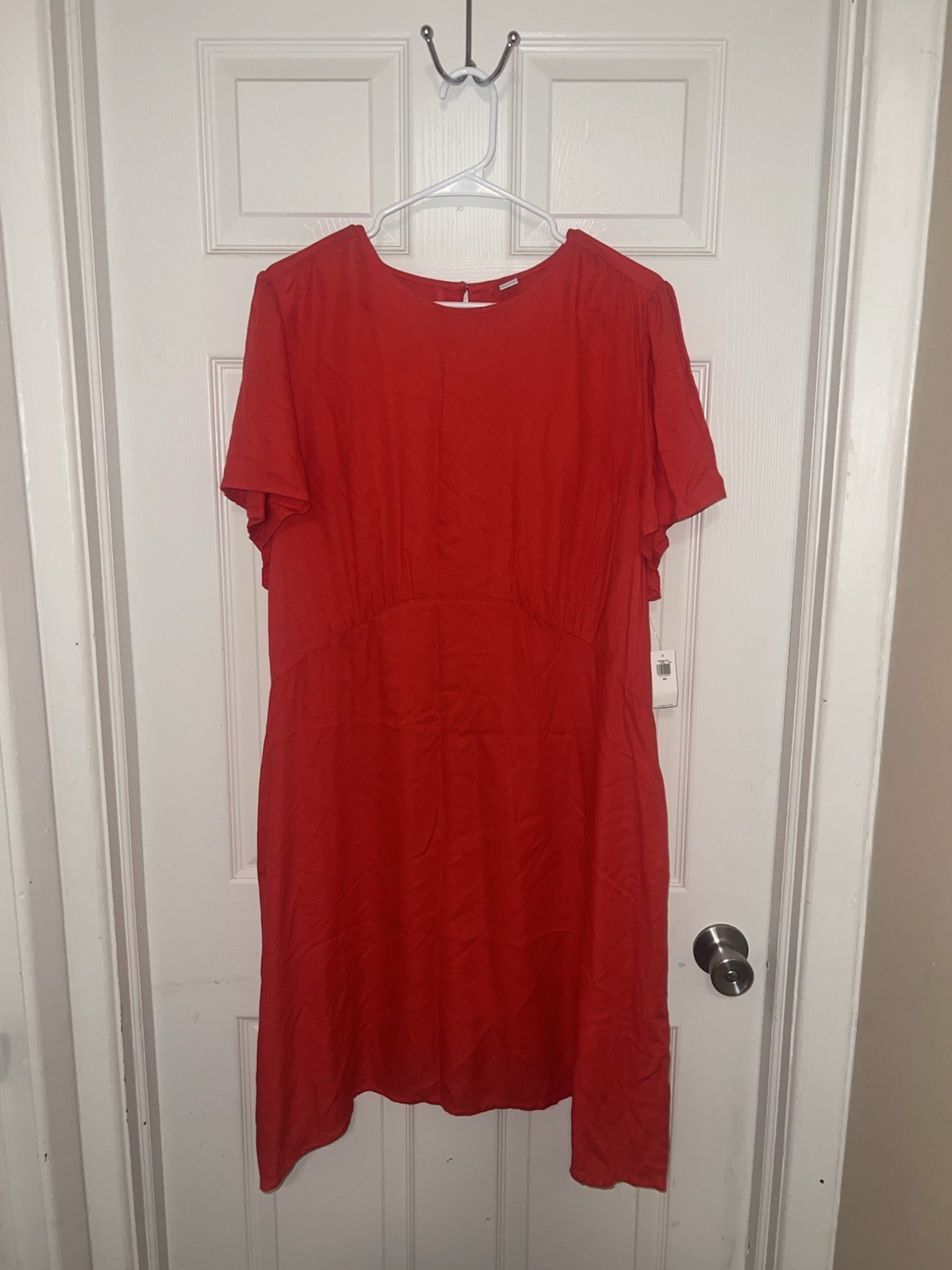 Old Navy Women’s Red Solid Shift Dress Round Neck Short Sleeve Knee Length XXL