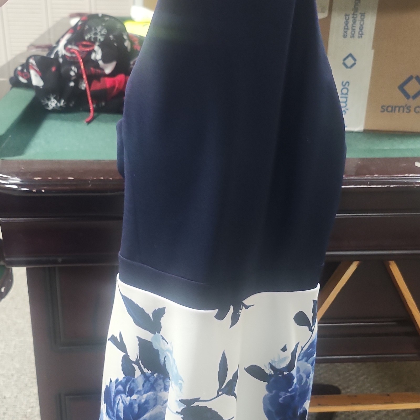 Xtraordinary Women’s M Halter Floral Fit & Flare Dress Black White Blue
