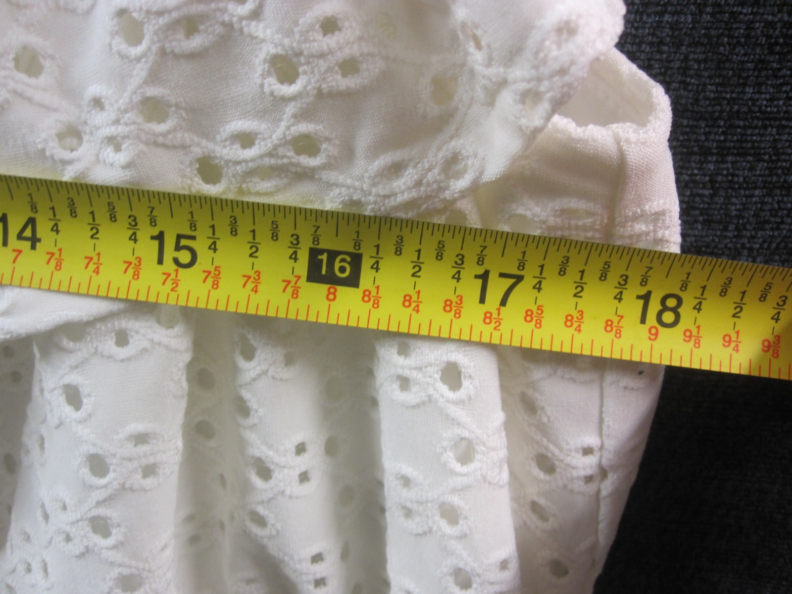 Lane Bryant 14-16 Dress Tiered White Eyelet High Low Hem Elastic Neckline