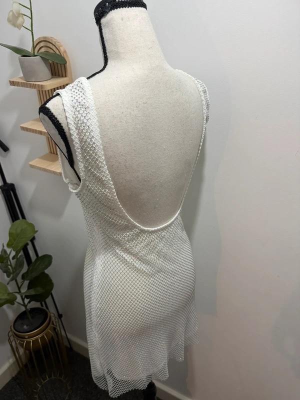 White Textured Mesh Mini Dress – Slinky & Chic