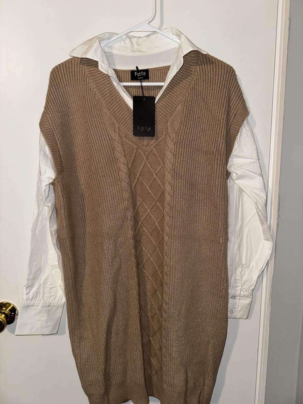 Oversized Vest/White Blouse Dress Size M New With Tags