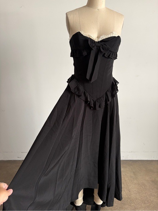 $898 NWT For Love And Lemons “Harmony” Silk Strapless Dress in Black Sz Small