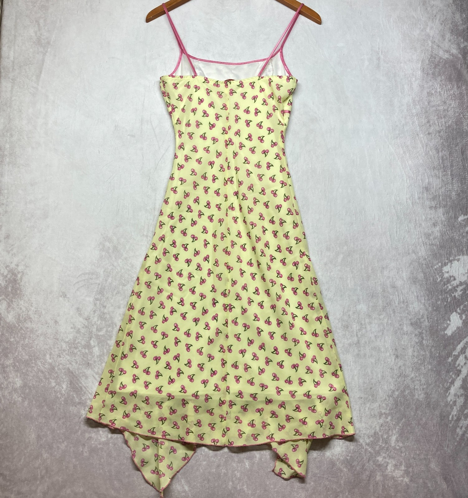 Vintage Y2K Speechless Size 3 Yellow Pink Cherries Bow Coquette XS Retro