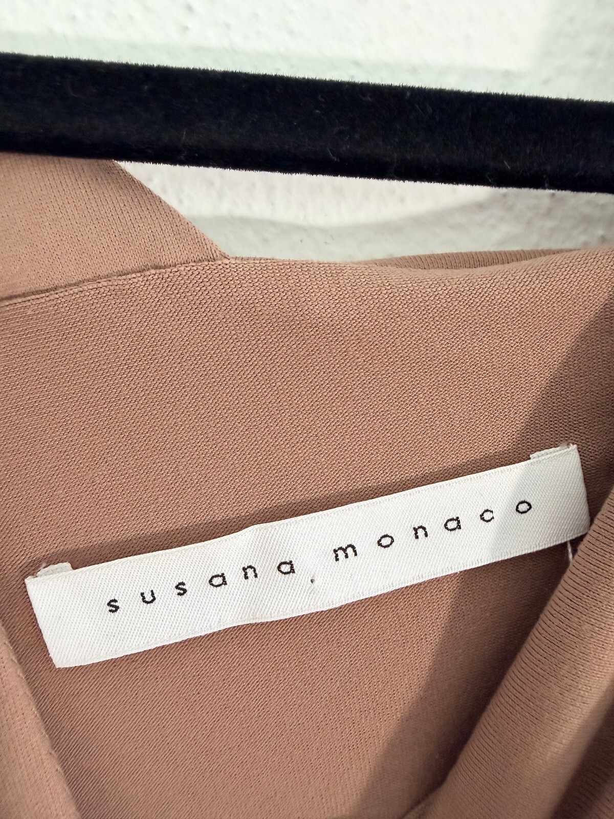 Susana Monaco Ruched Bodycon Dress Taupe Long Sleeve Stretch Mini