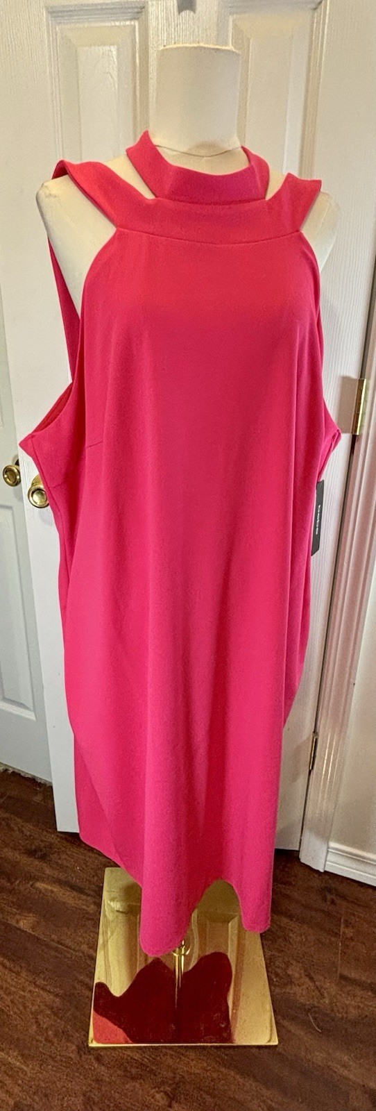 BEBE Womens Bodycon MIDI Halter Neck Double Cutout Hot Pink Size 3X (18)
