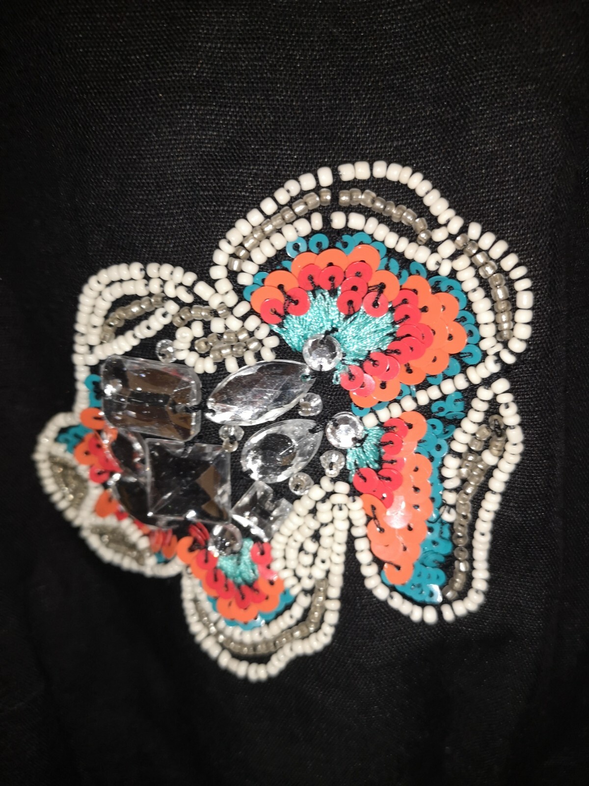 French Connection Sparkly sequinned dress black red silver embellished UK 8