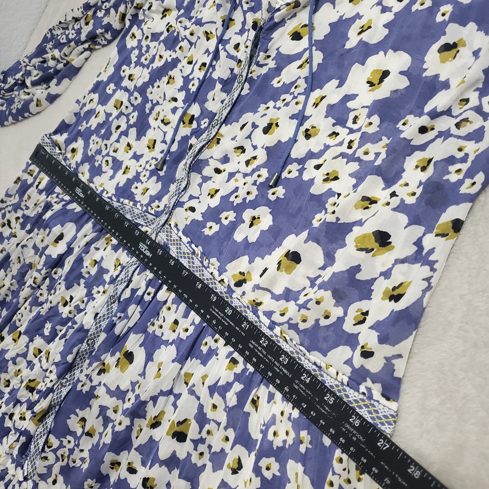 Free People Love Letter Tunic Mini Dress Women L Blue Floral Top Boho Festival