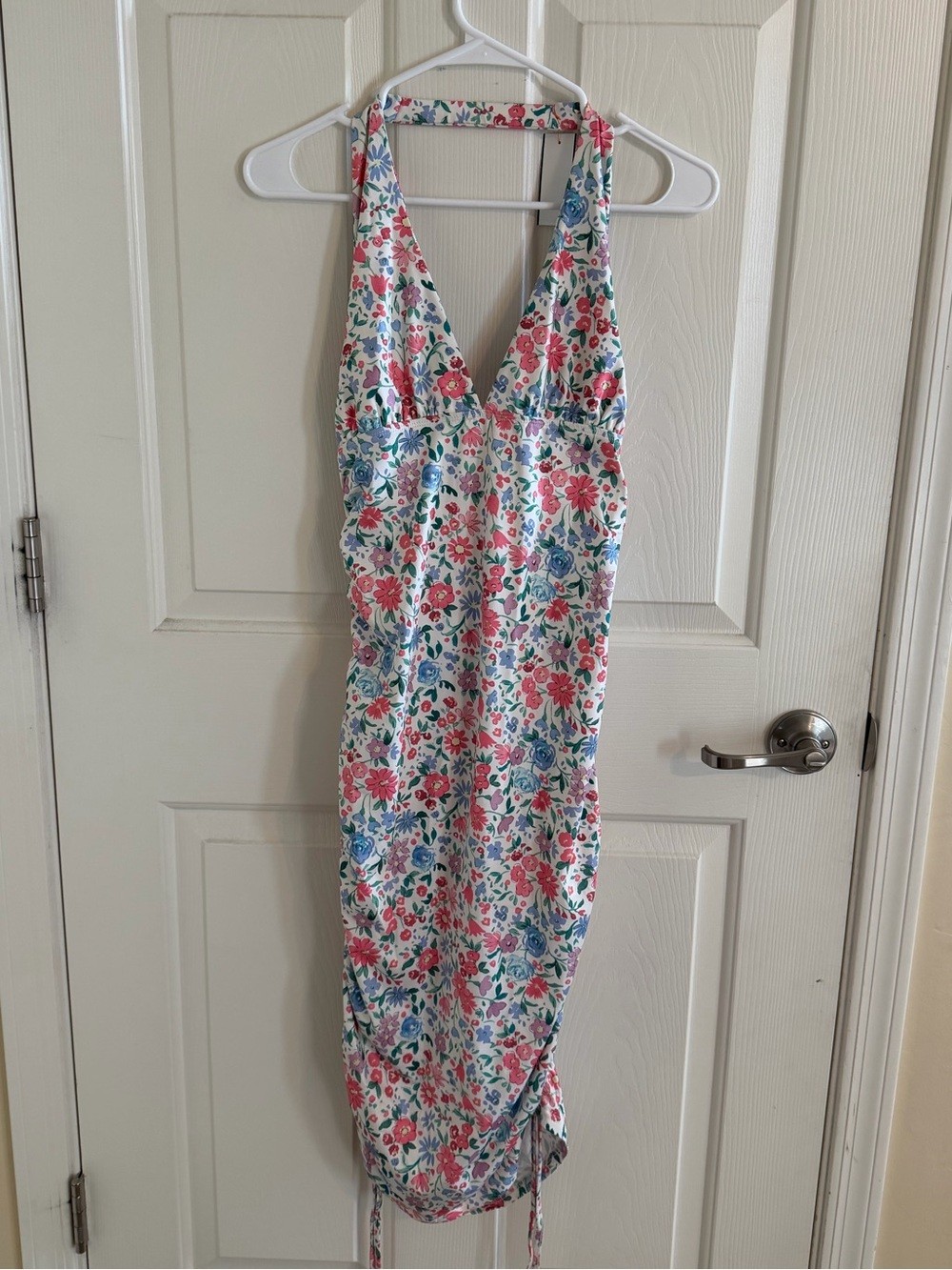 Princess Polly Floral Halter Dress in White, Pink & Blue