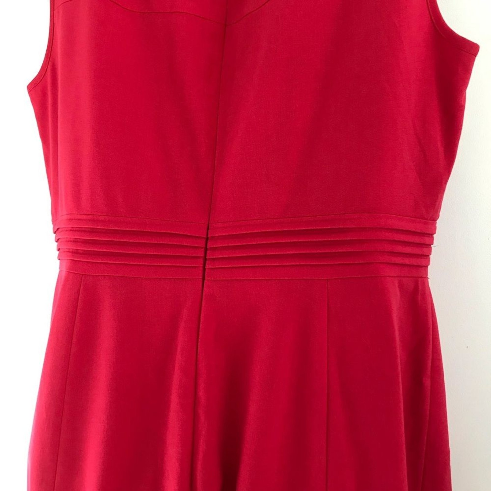 Tahari Red Sleeveless Pleated Bodice A-Line Dress 14