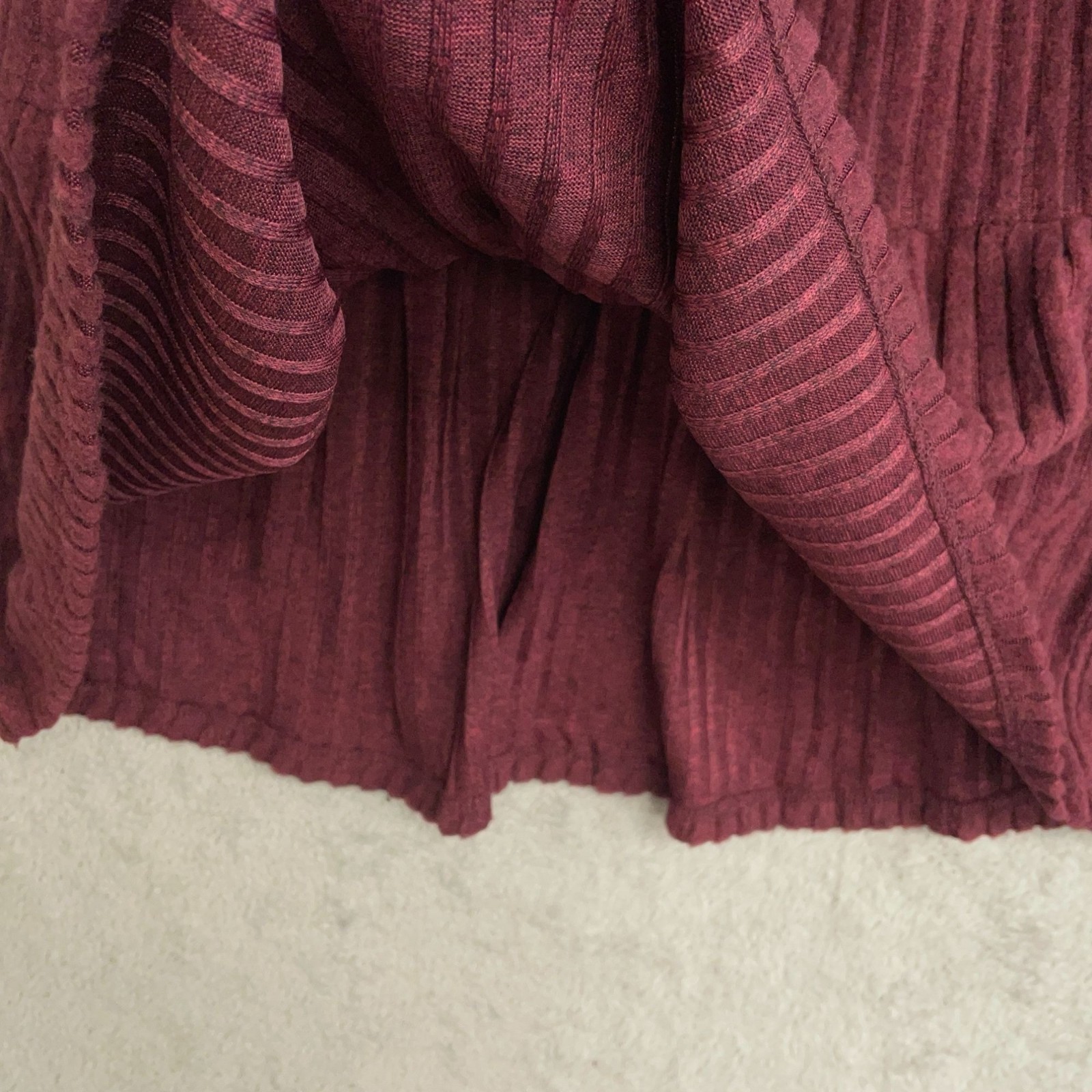 NWT FRYE Women’s XS Ribbed Burgundy Long Sleeve Tiered Sweater Dress J1964