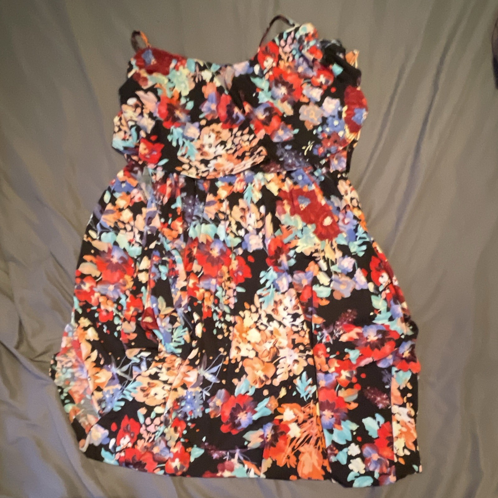 Heimish USA Women’s Multicolor Floral Chiffon Sweetheart Mini Dress S