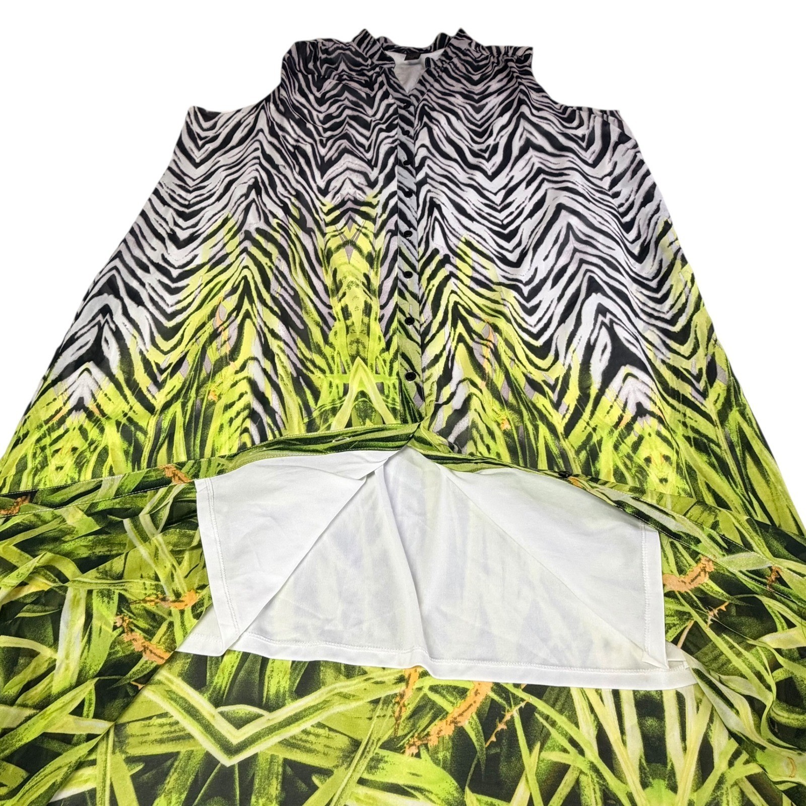 Ashley Stewart Maxi Dress 26W Zebra Tropical Jungle Plus Bold Y2K Statement Chic