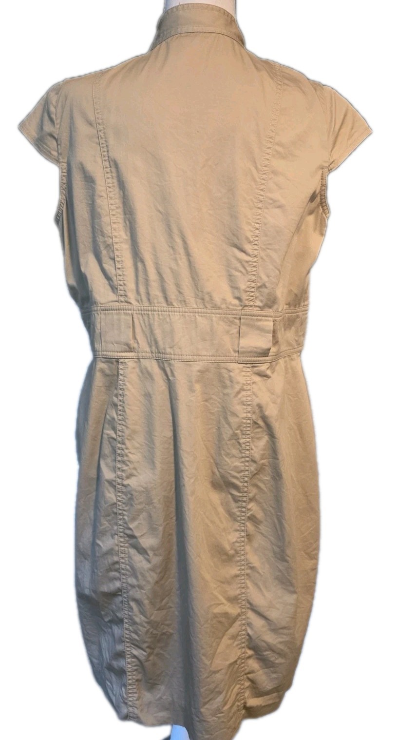 Rafaella Women’s Khaki Canvas Button Up Cotton Stretch Cargo Dress Size 12P