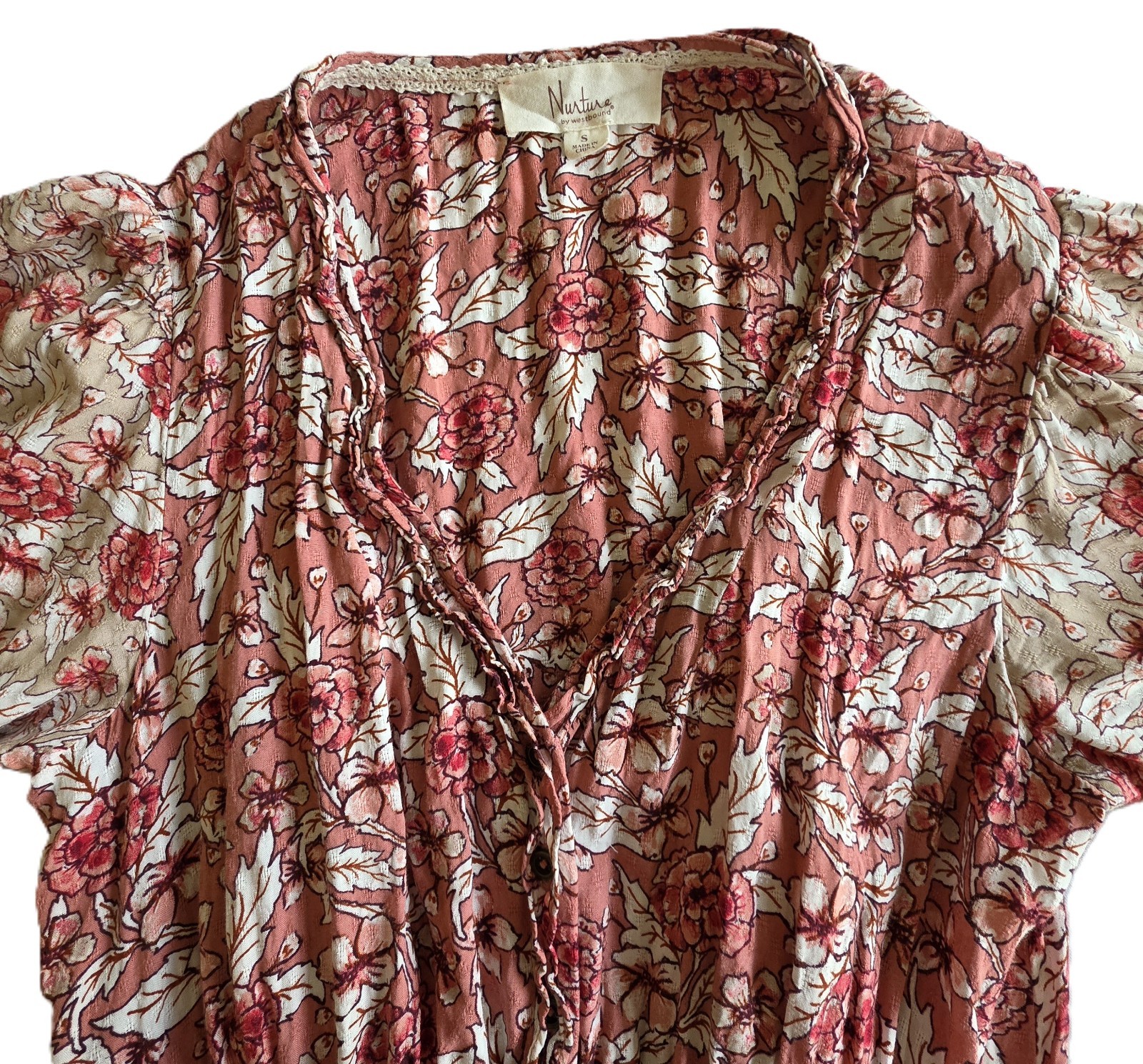 Nurture Floral Tiered Maxi Dress Boho Prairie Attached half length cami