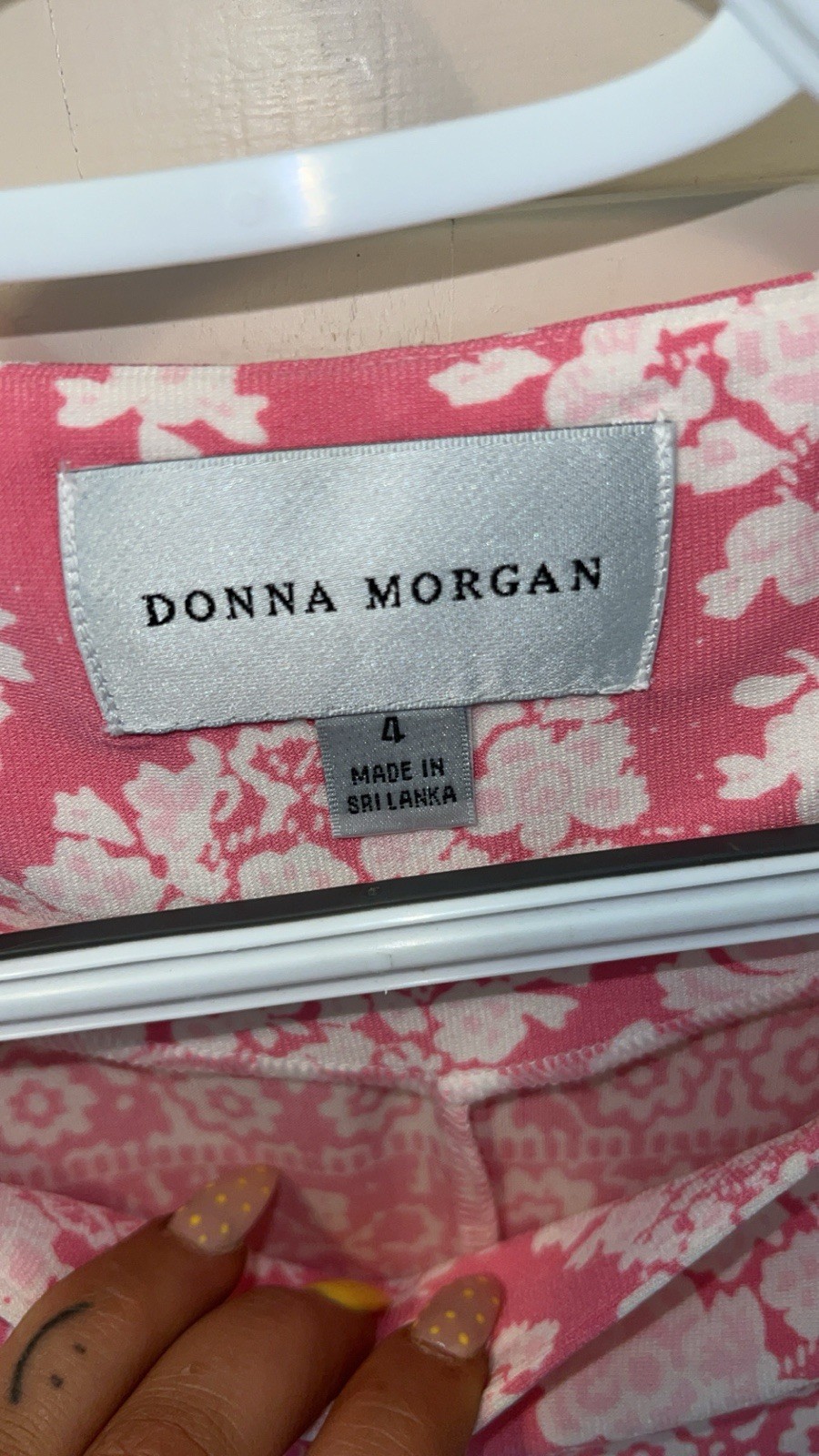 Donna Morgan Colorblock Floral Print Midi Dress Pink Orange Yellow Size 4