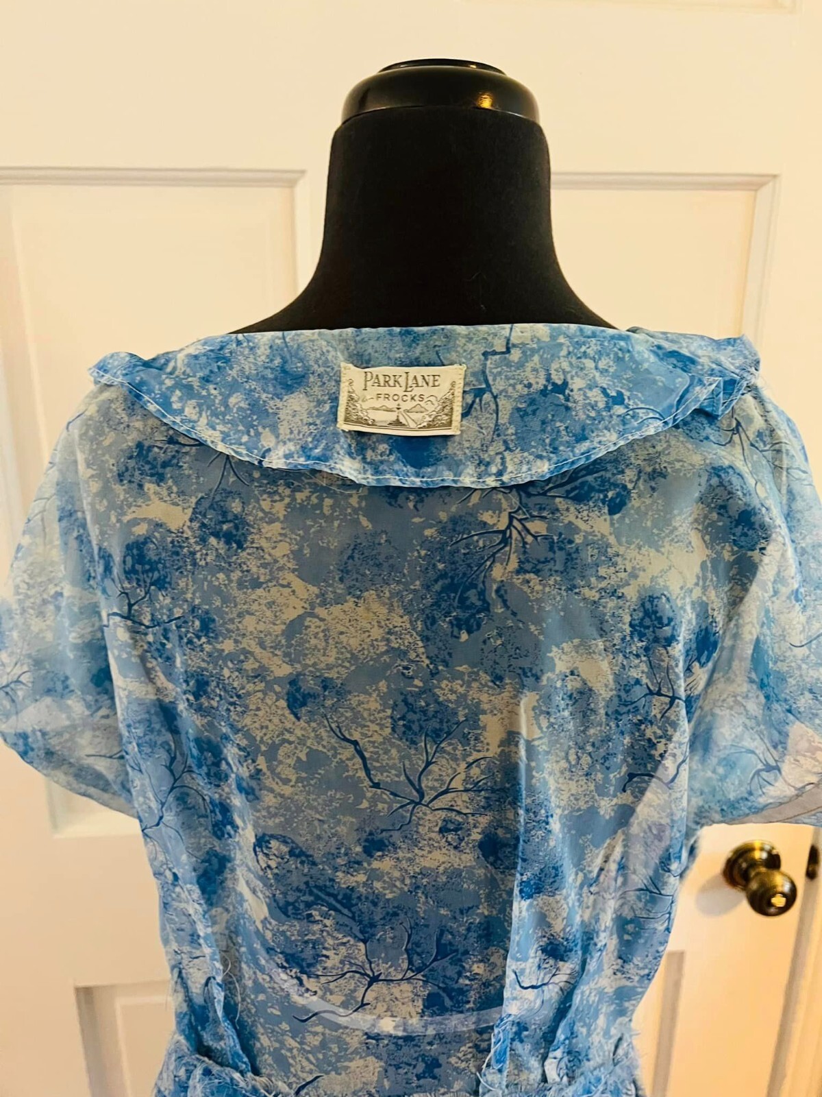 1950’s Blue Watercolor Print in Gossamer Fabric XL
