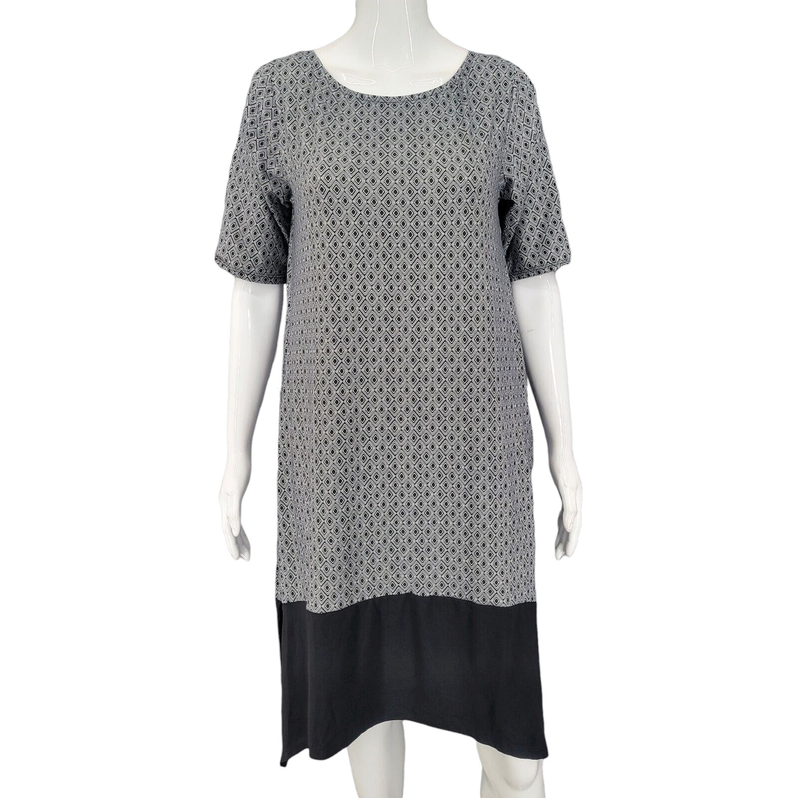 Womens Printed Trendy Modern Midi Dress X-Small Size Black Top w Pockets