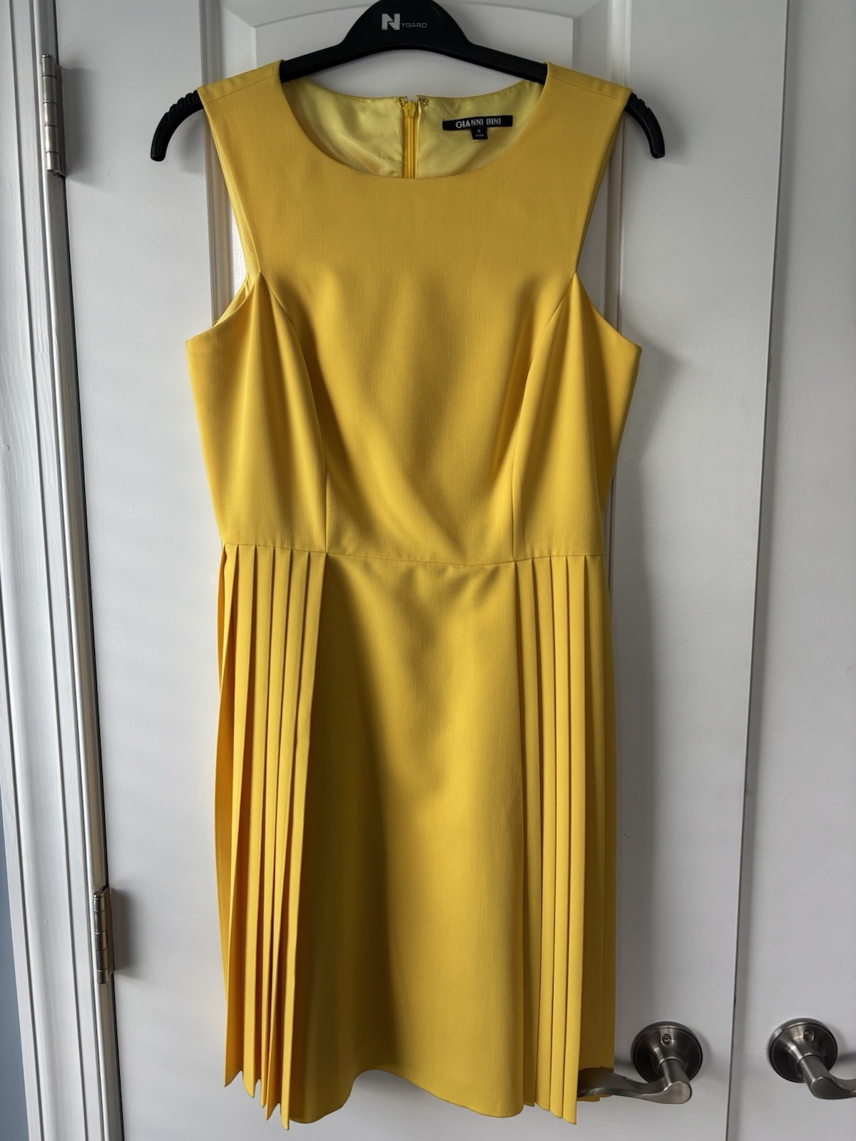 Gianni Bini Bright Yellow Pleated Midi Dress
