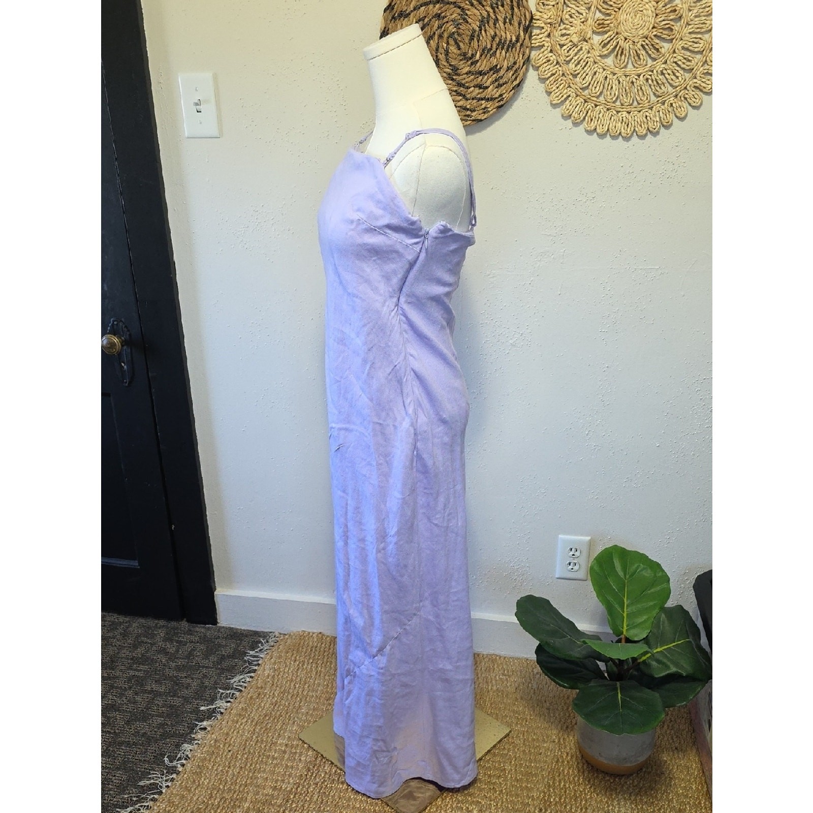 Anthropologie Lavender Linen Blend Cami Strap Maxi Womens S Simple Clean Beauty