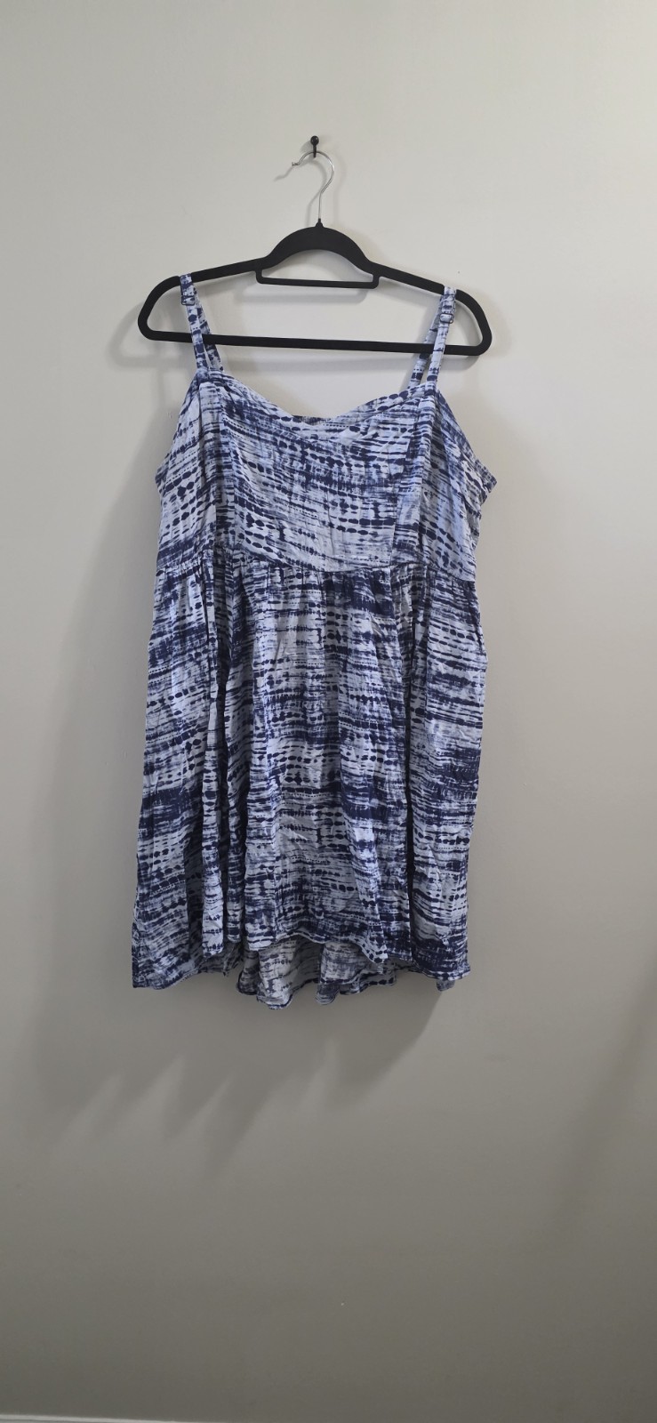 Torrid Mini Challis High-Low Skater Dress Blue Tie Dye With Pockets Size 3X #A85