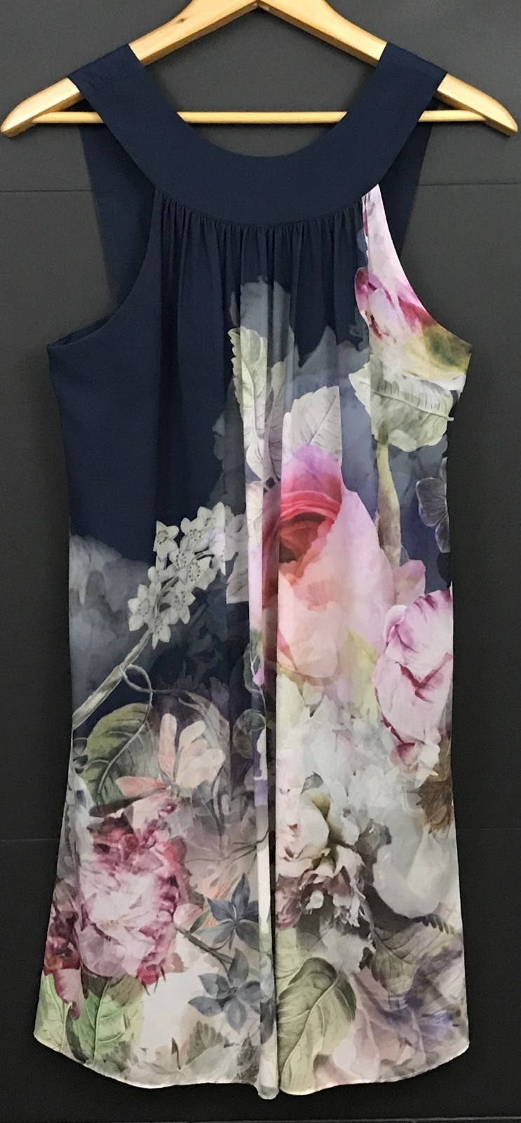 Ted Baker London Pure Peony Marindi Swing Dress Navy Blue Pink Floral US Size 6