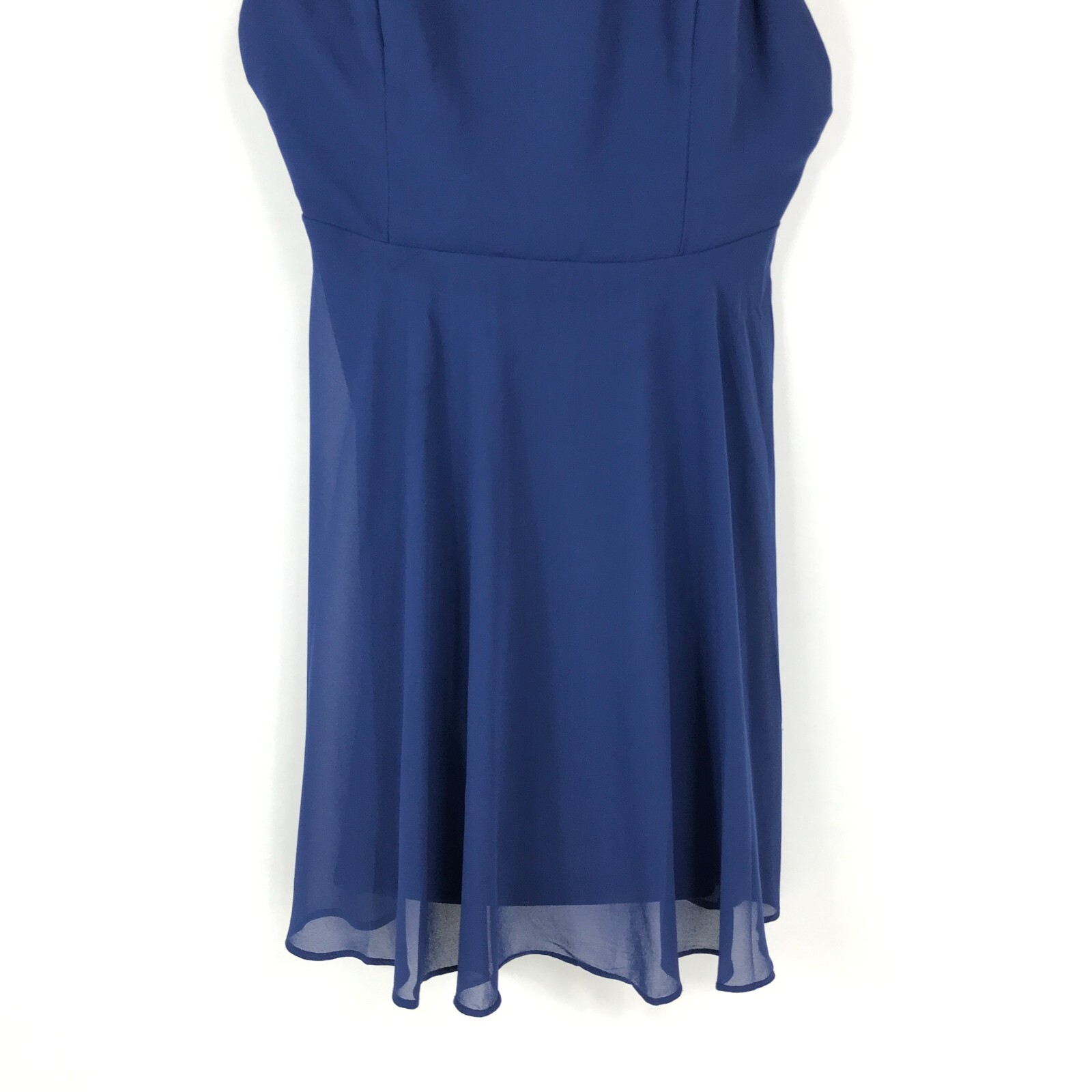 Lulus Letter of Love Navy Blue Backless Skater Dress Women’s Medium Zip Chiffon
