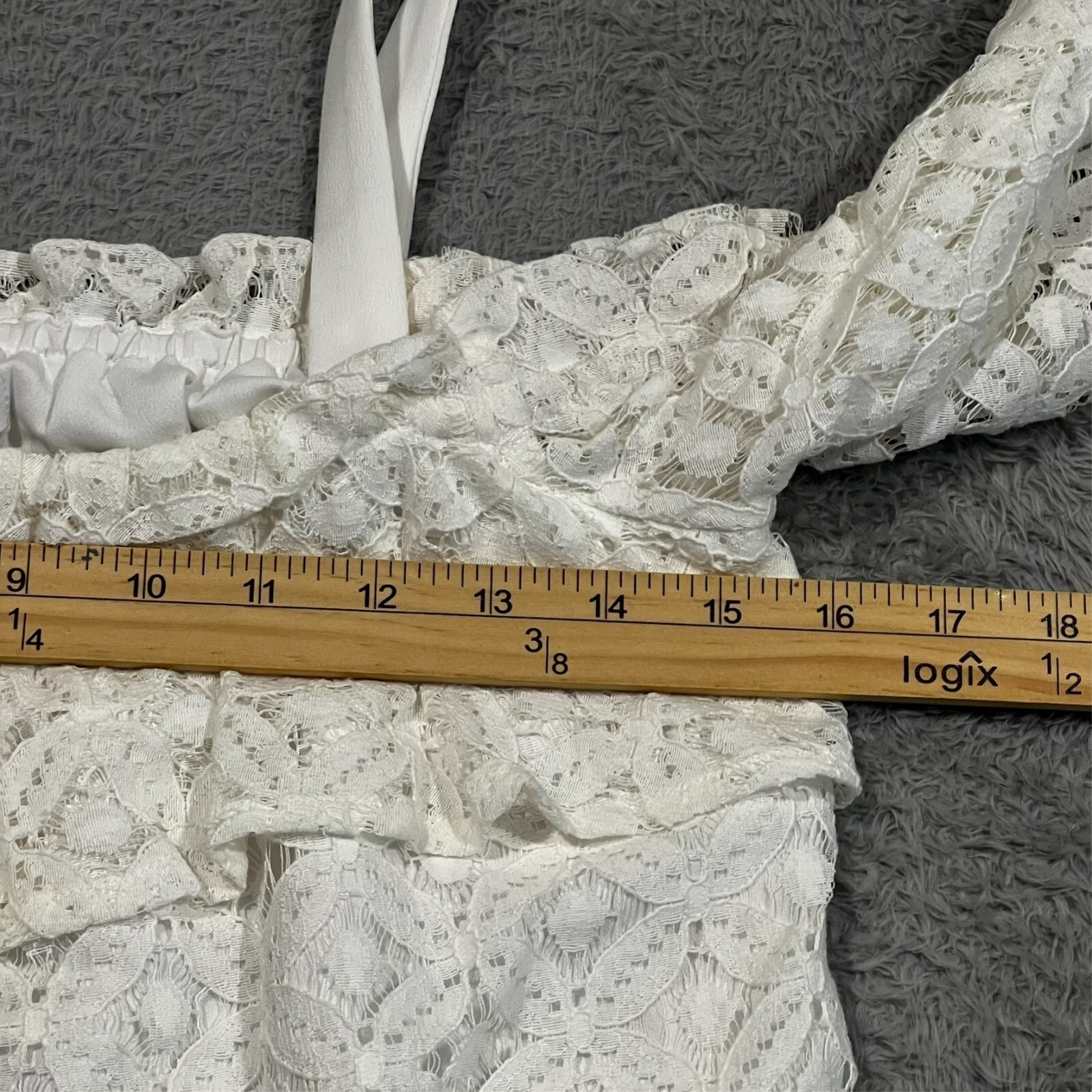 BCBGeneration Lace Cold Shoulder Ruffle Shift Dress Optic White Boho Womens XS