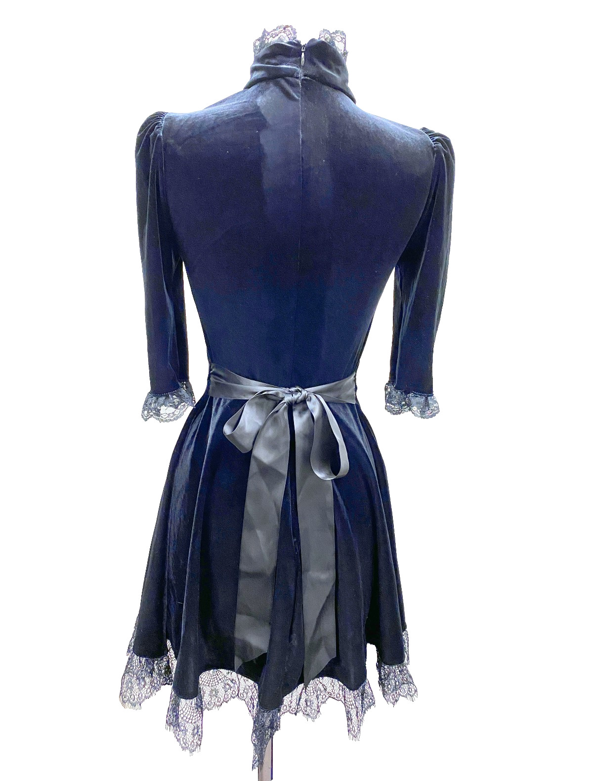 Dolls Kill x Widow Ladyhawke Velvet Mock Neck Cameo Dress Black [SIZE SMALL]