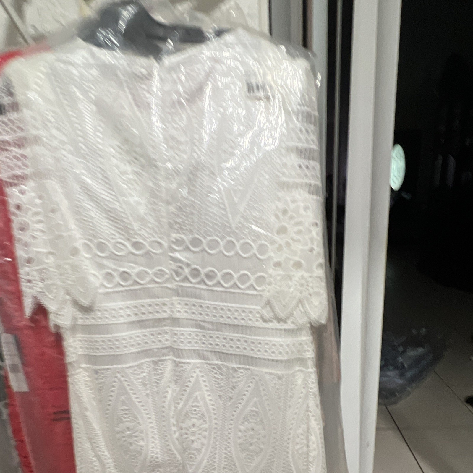Giovanna Off White Floral Lace Maxi Dress 8 Short Sleeve Round Neck Zip D1569