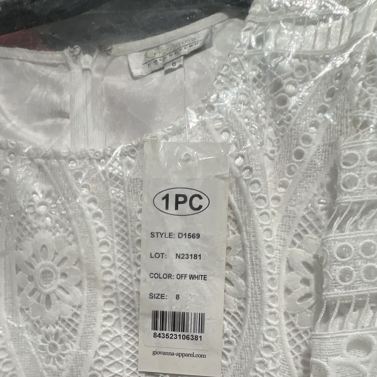 Giovanna Off White Floral Lace Maxi Dress 8 Short Sleeve Round Neck Zip D1569