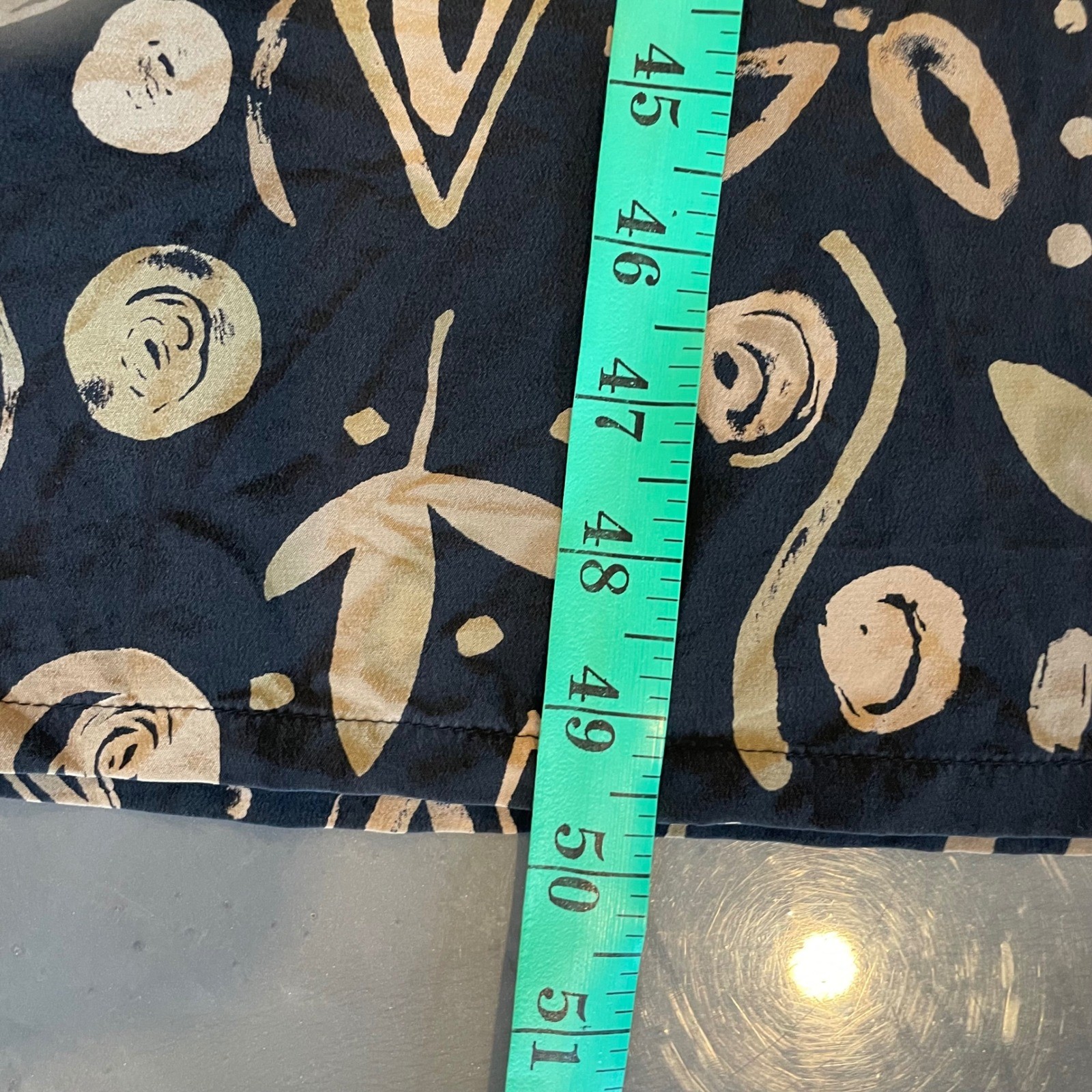 Ann May Silk Maxi Dress Womens Small Black Tan Geometric Abstract Sleeveless
