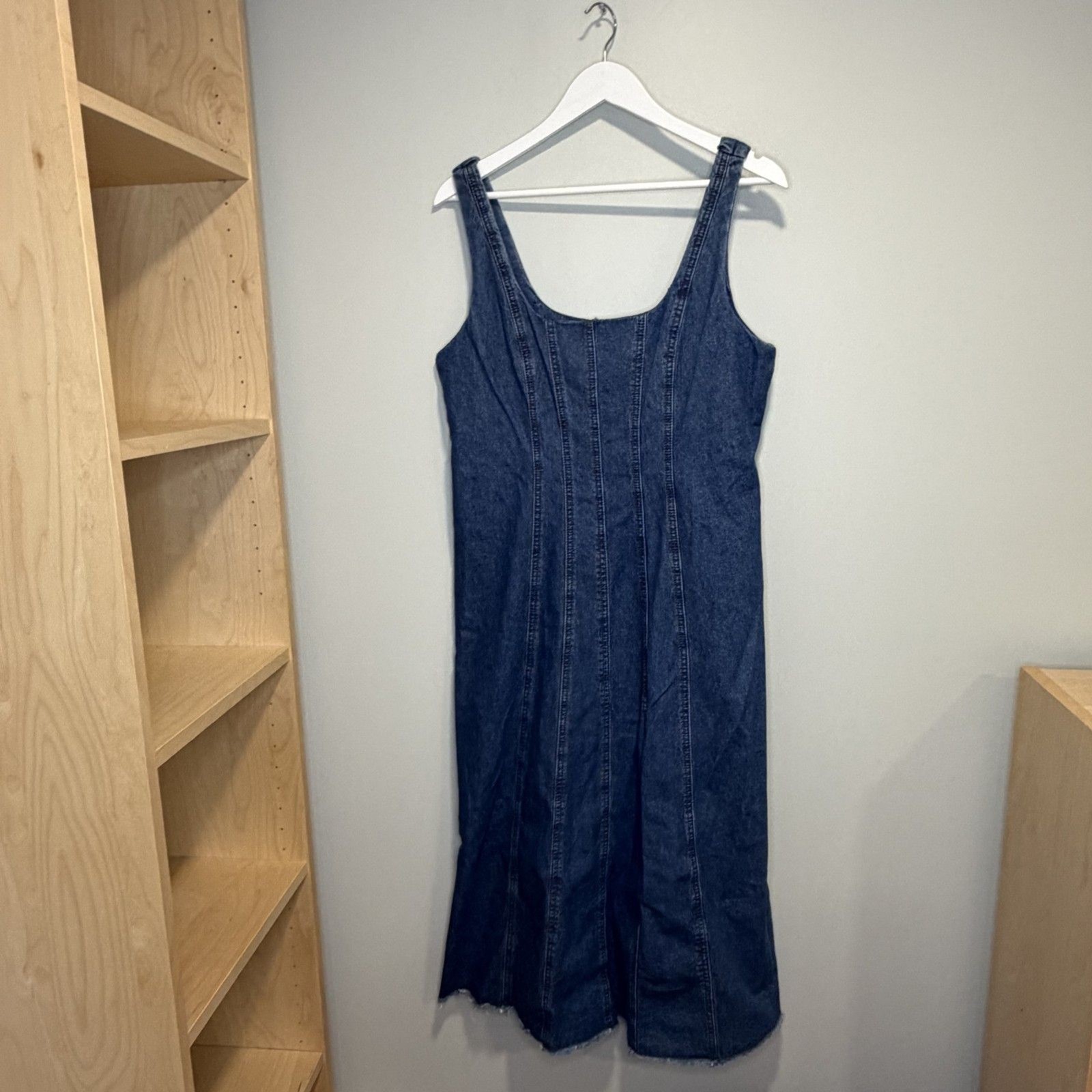 Joie Denim Midi Dress Size Large NWT 100% Cotton Sleeveless Blue Fit & Flare