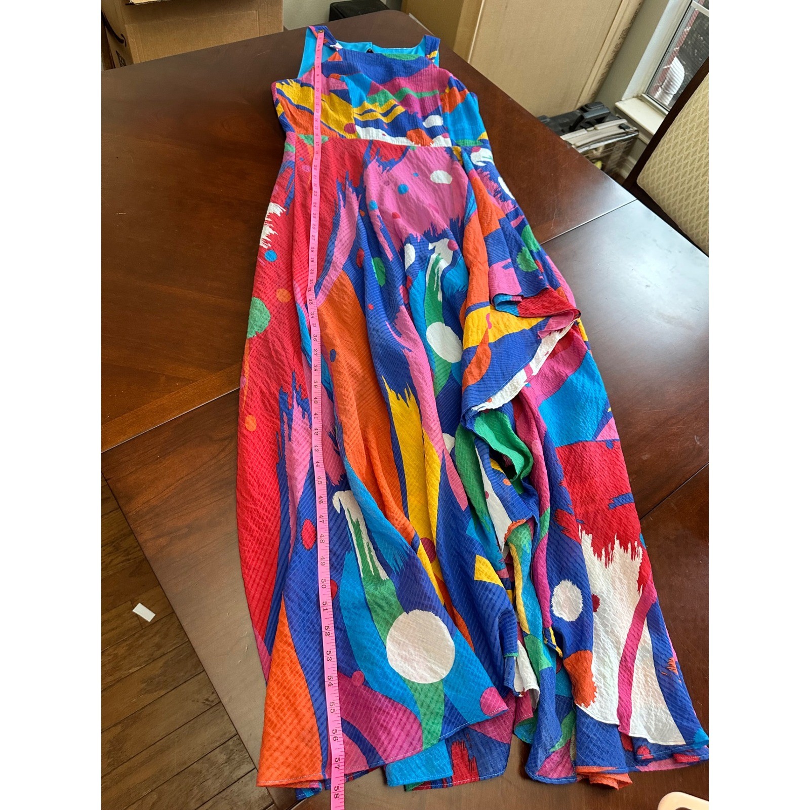 Coconinno Womens XL Abstract Print High Low Maxi Dress Multi Color CF5755SM