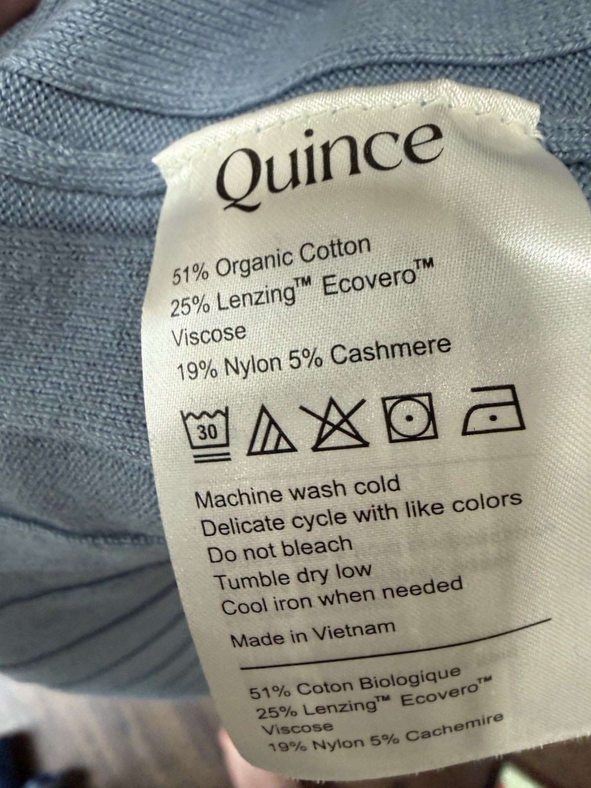 Quince Cashmere Blend Rib Knit Midi Sweater Dress Blue Tie Waist Womens