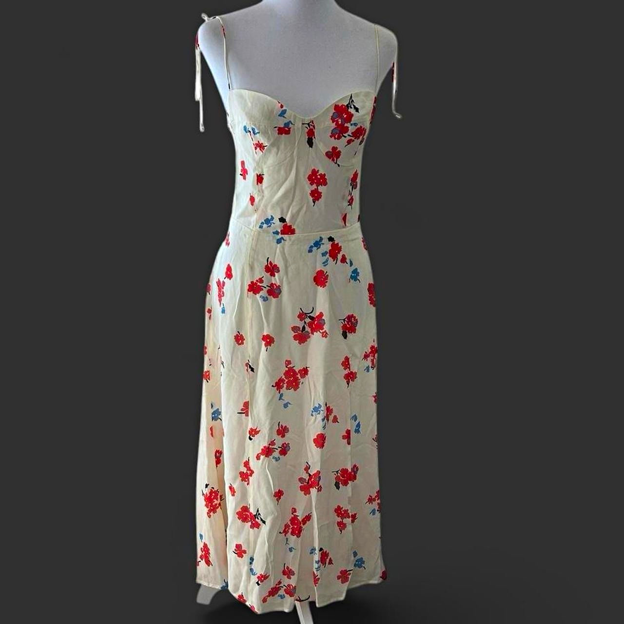 Reformation Chagall Print Juliette Dress Red/Blue/Cream Floral Size 8