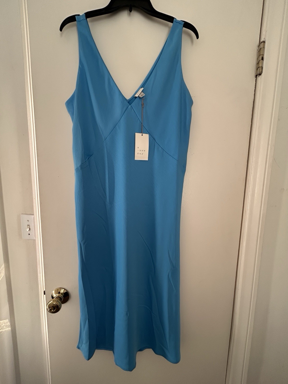 Target A New Day Satin Blue Sleeveless Slip Dress Size Large