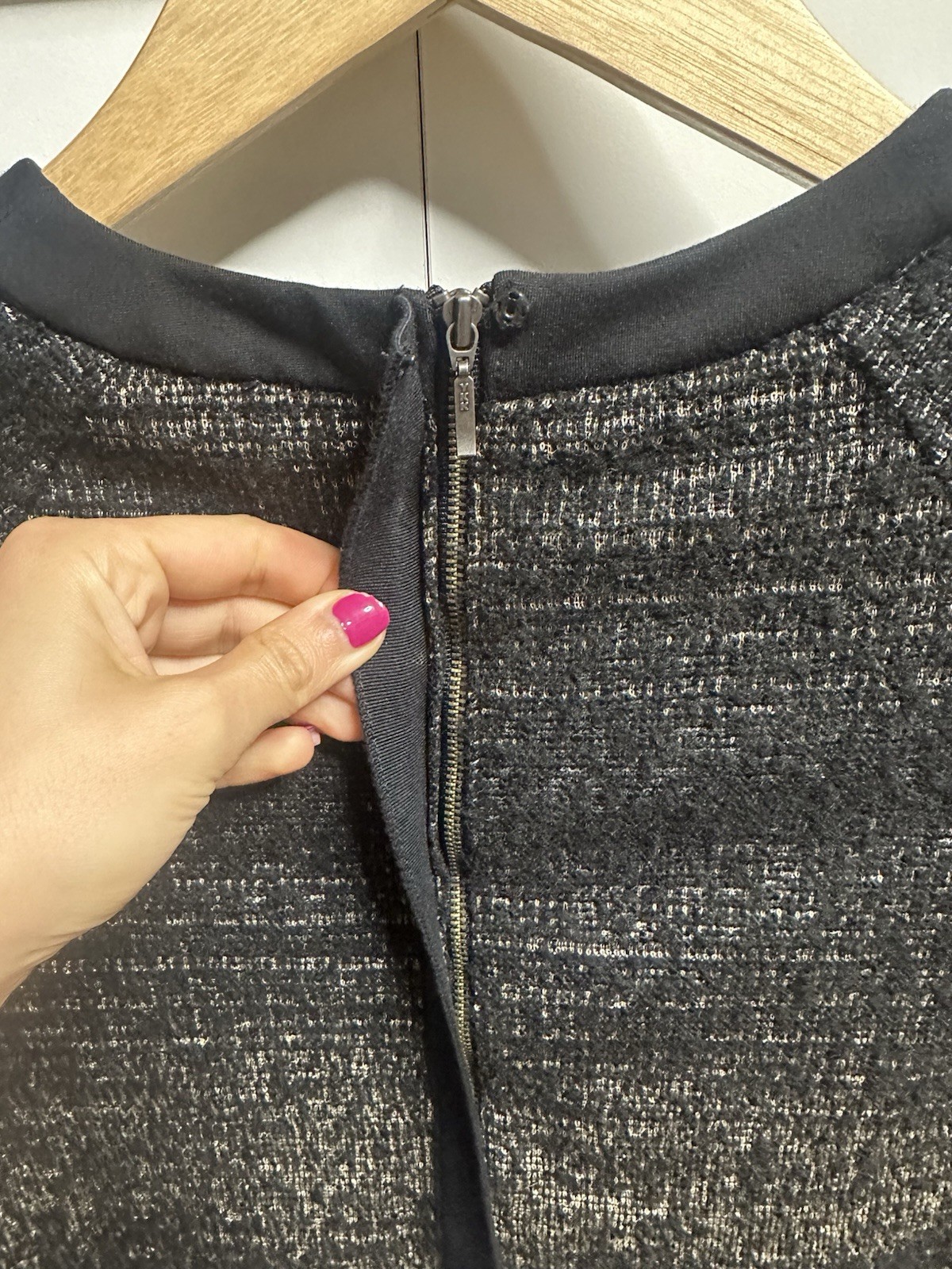 Madewell Black Gray Knit Sweater Dress Contrast Panel Crew Neck Long Sleeve XS