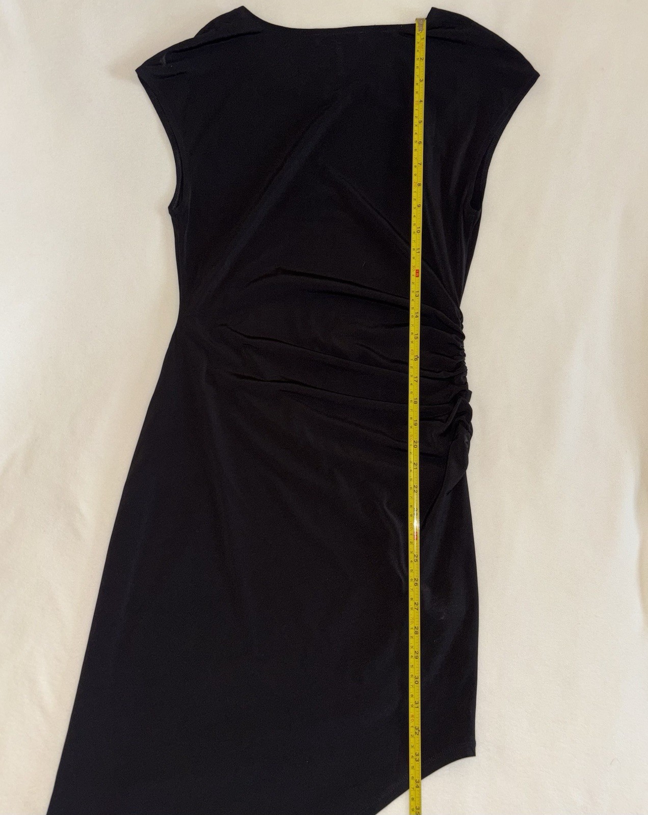 NWT BCBGeneration Black Asymmetrical Ruched Midi Dress Womens Medium M Stretch