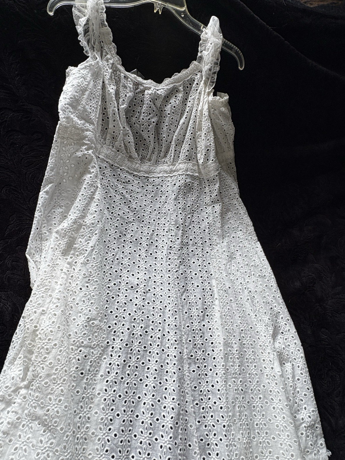 dELiA*s Women’s M White Lace Eyelet Button Front Strappy Sleeveless Maxi