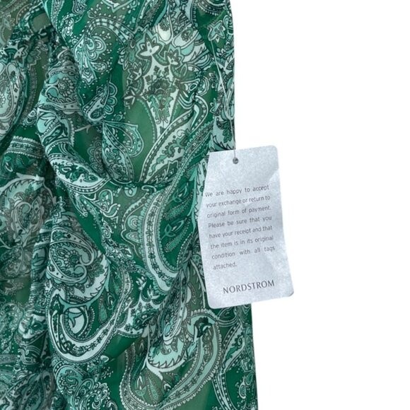 NSR Napean Sea Rd NWT Green Paisley Print Ruched Dress Size XL