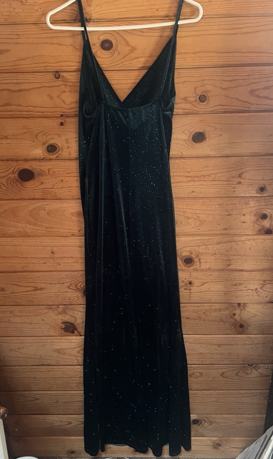 Windsor Green Glitter Cowl Neck Spaghetti Strap Long Gown Dress Size L