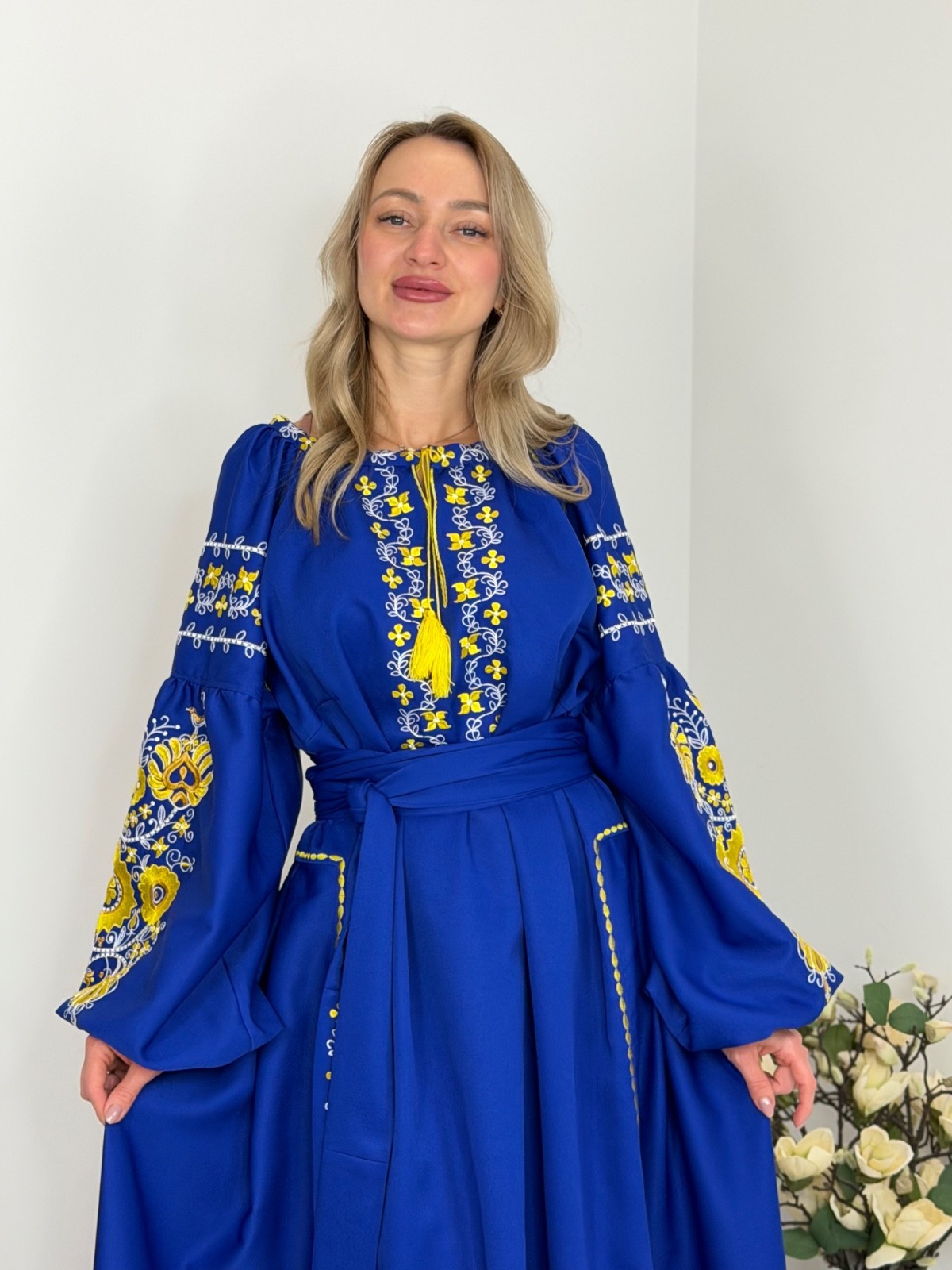 Exclusive Ukrainian Embroidered Maxi Dress, Vyshyvanka, Custom Size&Colour