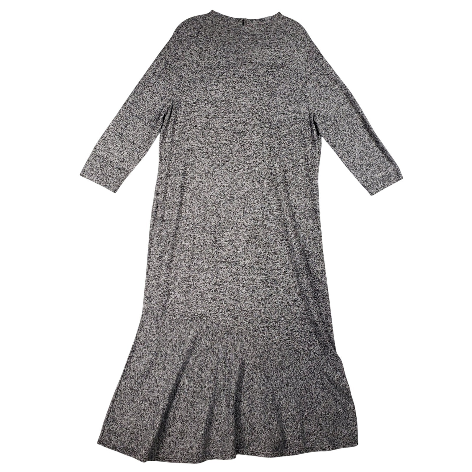 Chico’s Womens XL Grey Cotton Blend Knit Asymmetric Zip Front Sweater Dress Boho